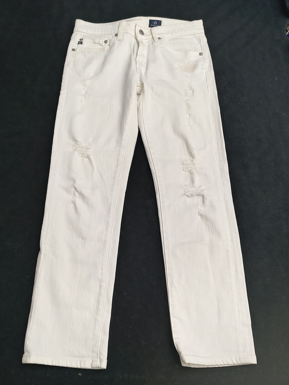 AG Adriano Goldschmied Straight White Distressed Jeans